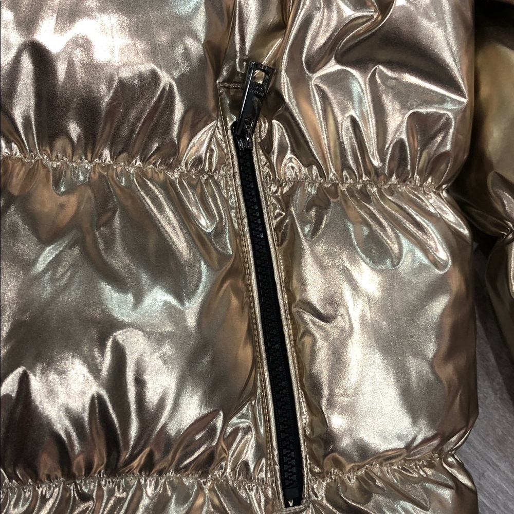 New Michael Kors Metallic Gold Puffer Jacket XL - Picture 6 of 8